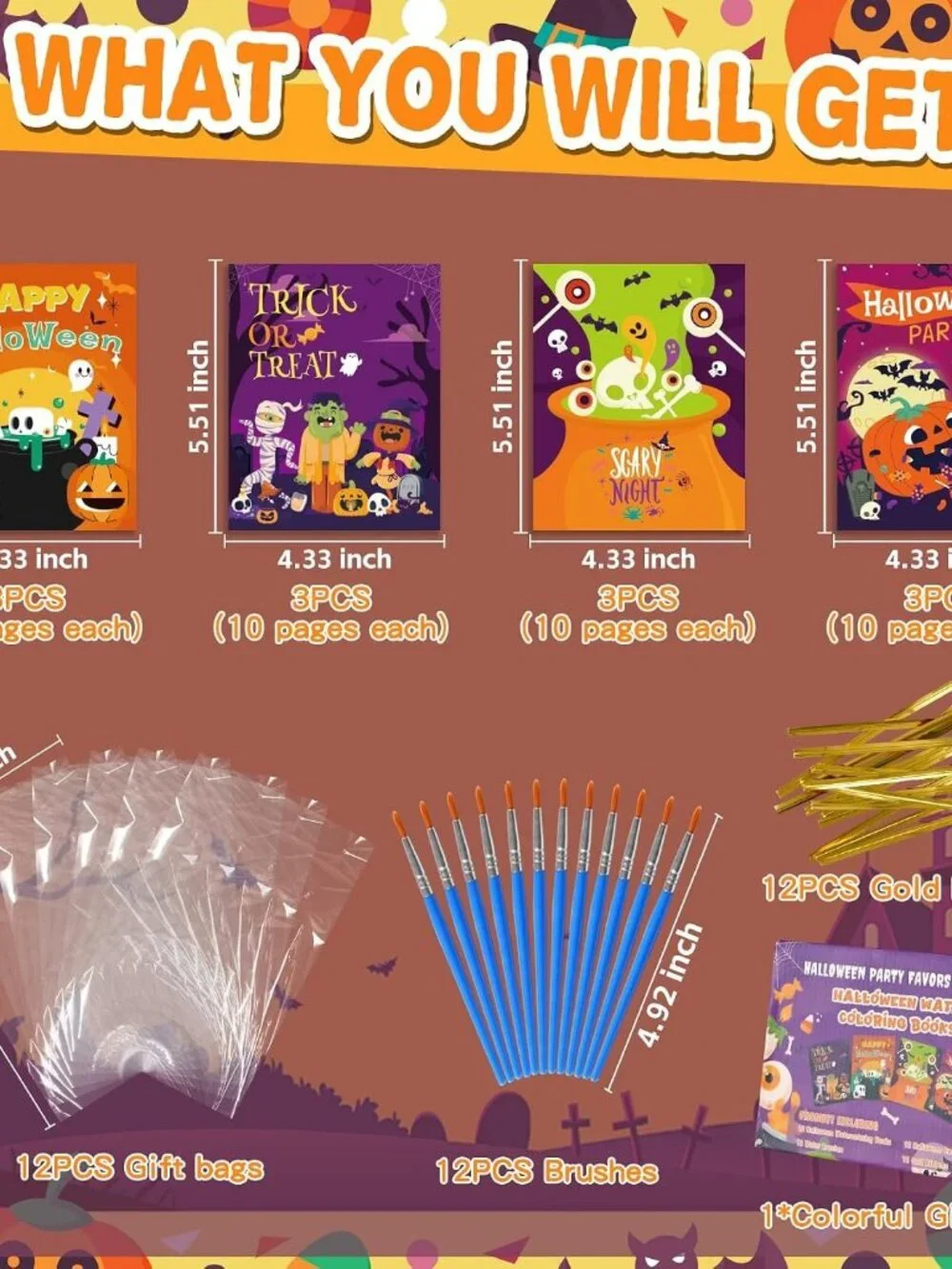 Halloween Coloring Books Party Favors 12 Pcs Kids Activity Gift Set
